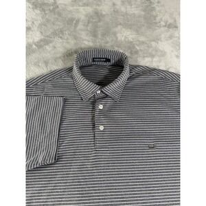 Southern Marsh Polo Shirt Mens Medium Grey Striped Performance Stretch Golf Duck